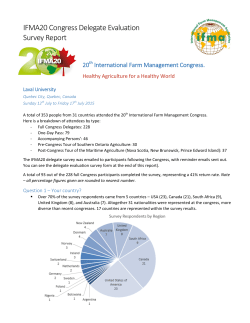 IFMA20 Congress Delegate Evaluation Survey Report