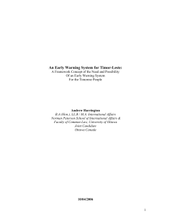 An Early Warning System for Timor-Leste