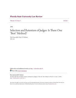Selection and Retention of Judges: Is There One "Best" Method?