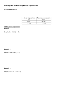 Adding and Subtracting Linear Expressions Course 2 Notes