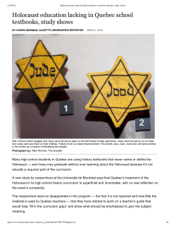 Holocaust education lacking in Quebec school textbooks