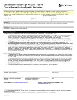 Thermal Energy Services Provider Declaration
