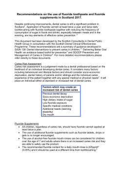 The use of fluoride toothpaste and fluoride supplements in Scotland