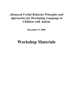 Advanced Verbal Behavior Principles and