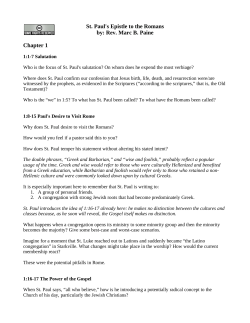 St. Paul`s Epistle to the Romans by: Rev. Marc B. Paine Chapter 1