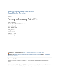 Defining and Assessing Animal Pain