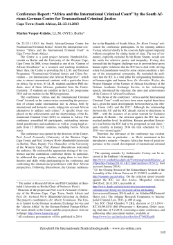 Conference Report: &ldquo;Africa and the International Criminal