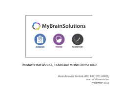 Products that ASSESS, TRAIN and MONITOR the Brain
