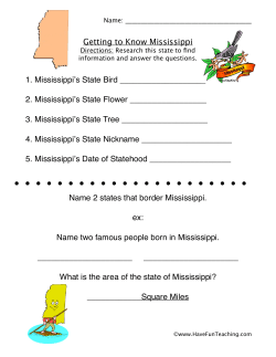 Getting to Know Mississippi 1. Mississippiʼs State Bird 2