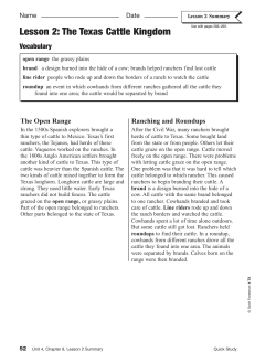 Lesson 2: The Texas Cattle Kingdom