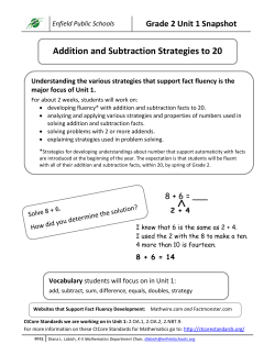 Enfield Public Schools Grade 2 Unit 1 Snapshot