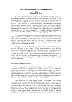 User Charges in Local Government Finance