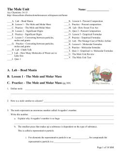 Unit 7 &ndash; The Mole - RHSAccChem