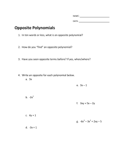 Lesson 6 &ndash; Opposite Polynomials