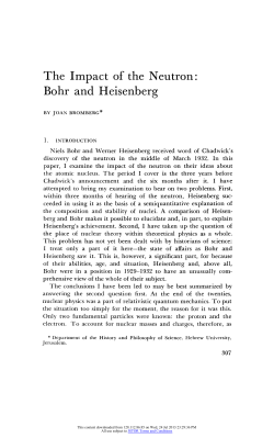 The Impact of the Neutron: Bohr and Heisenberg