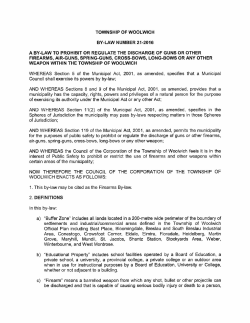 TOWNSHIP OF WOOLWICH BY-LAW NUMBER 21-2016 A BY