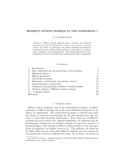 HILBERT`S FOURTH PROBLEM IN TWO DIMENSIONS I Contents 1