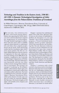 Technology and Tradition in the Eastern Arctic, 2500 BC