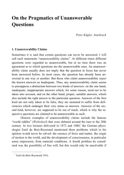 On the Pragmatics of Unanswerable Questions