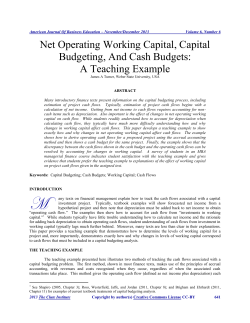 Net Operating Working Capital, Capital Budgeting, And Cash