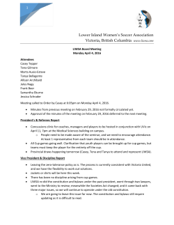 April 4, 2016 | LIWSA Executive Meeting