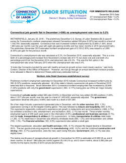 Connecticut job growth flat in December (+300) as unemployment