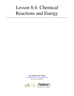Lesson 8.4: Chemical Reactions and Energy