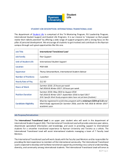 STUDENT JOB DESCRIPTION: INTERNATIONAL TRANSITIONAL