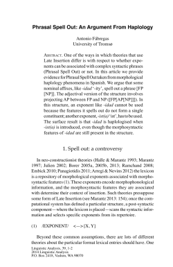 Phrasal Spell Out: An Argument From Haplology 1. Spell out: a