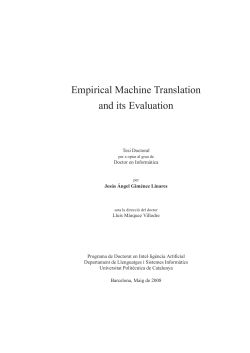 Empirical Machine Translation and its Evaluation