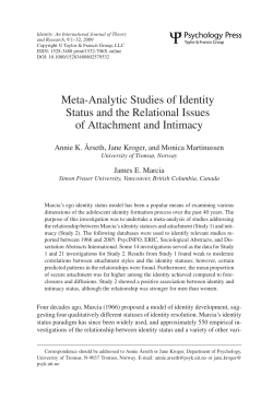 Meta-Analytic Studies of Identity Status and the Relational