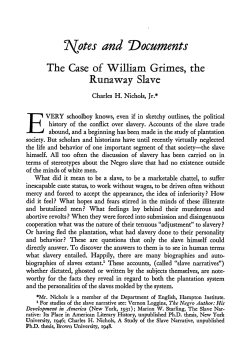 The Case of William Grimes, the Runaway Slave