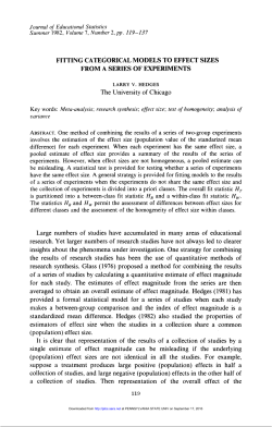 FITTING CATEGORICAL MODELS TO EFFECT SIZES FROM A