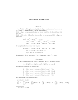 HOMEWORK 1 SOLUTIONS Problem 1 Let F(n) be