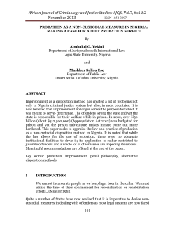 Probation as a Non -Custodial Measure in Nigeria: Making a Case