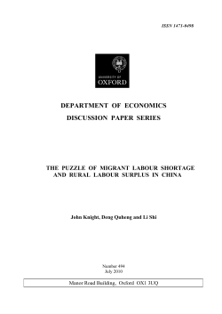 The Puzzle of Migrant Labour Shortage and Rural Labour Surplus in