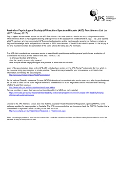 Autism Spectrum Disorder (ASD) Practitioners List
