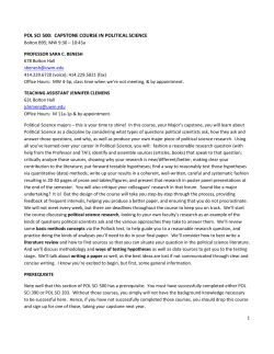 POL SCI 500: CAPSTONE COURSE IN POLITICAL SCIENCE