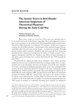 The Atomic Secret in Red Hands? American Suspicions of