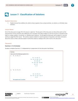 Lesson 7: Classification of Solutions