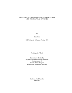 ART AS ORIGINATING IN THE IMAGE OF GOD IN MAN AND THE