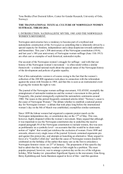 1 Tone Brekke (Post Doctoral fellow, Center for Gender Research