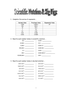 Scientific Notation and Sig Figs Worksheet PDF
