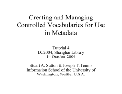Creating and Managing Controlled Vocabularies