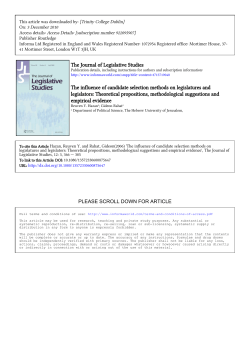 The Journal of Legislative Studies The influence of candidate