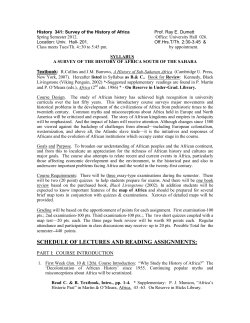 History 341: Survey of the History of Africa