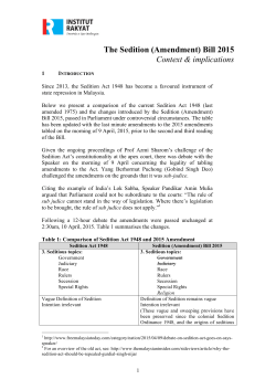 The Sedition (Amendment) Bill 2015 Context