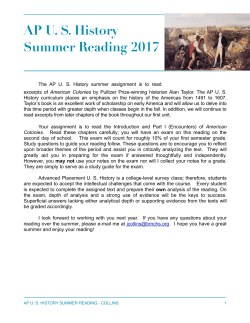 AP U. S. History Summer Reading 2017