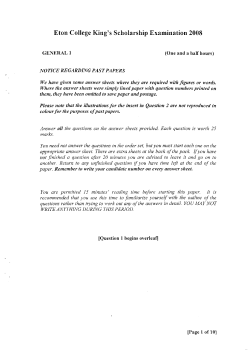 Eton College King`s Scholarship Examination 2008