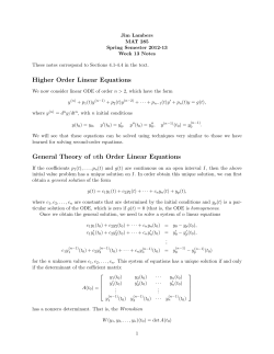 Higher Order Linear Equations General Theory of nth Order Linear